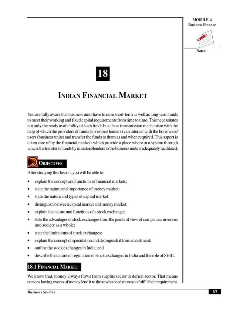 Overview of Indian Financial Markets | PDF | Financial Markets ...