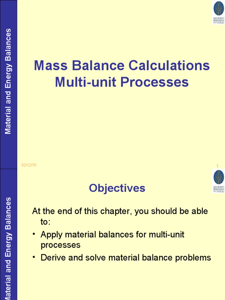 L1213 Material Balances PDF Chemistry Physical Sciences