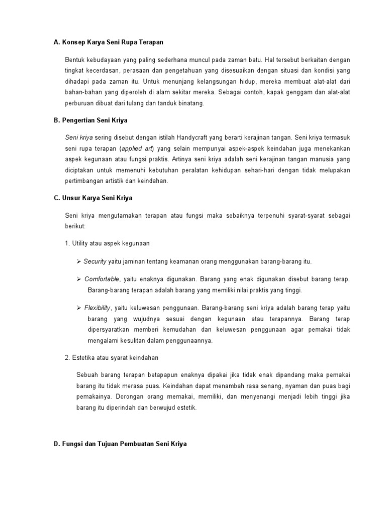 A Konsep Karya Seni Rupa Terapan Bentuk