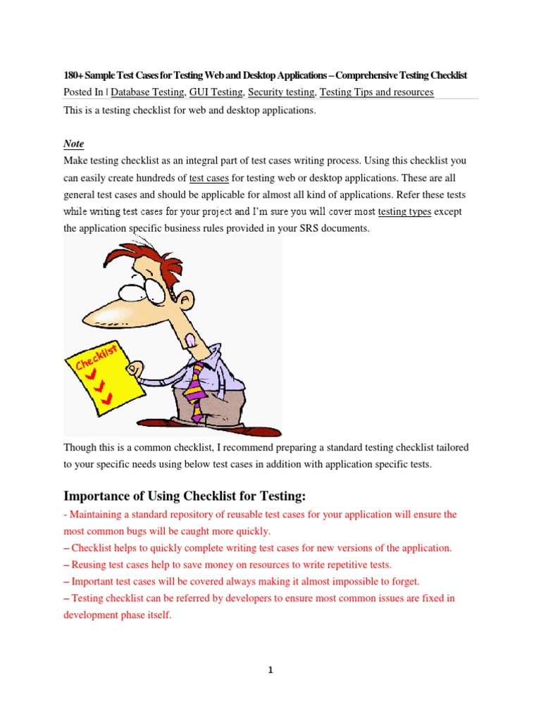 180+ Sample Test Cases For Testing Web and Desktop Applications ...