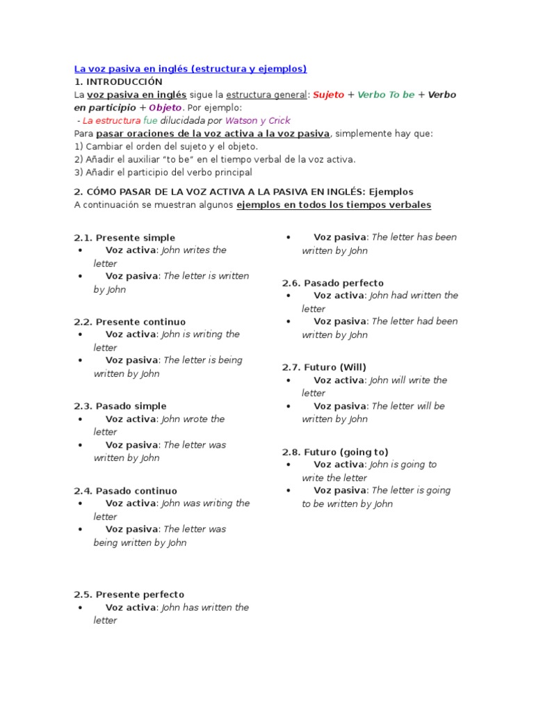 La Voz Pasiva en Inglés | Objeto (gramática) | Verbo