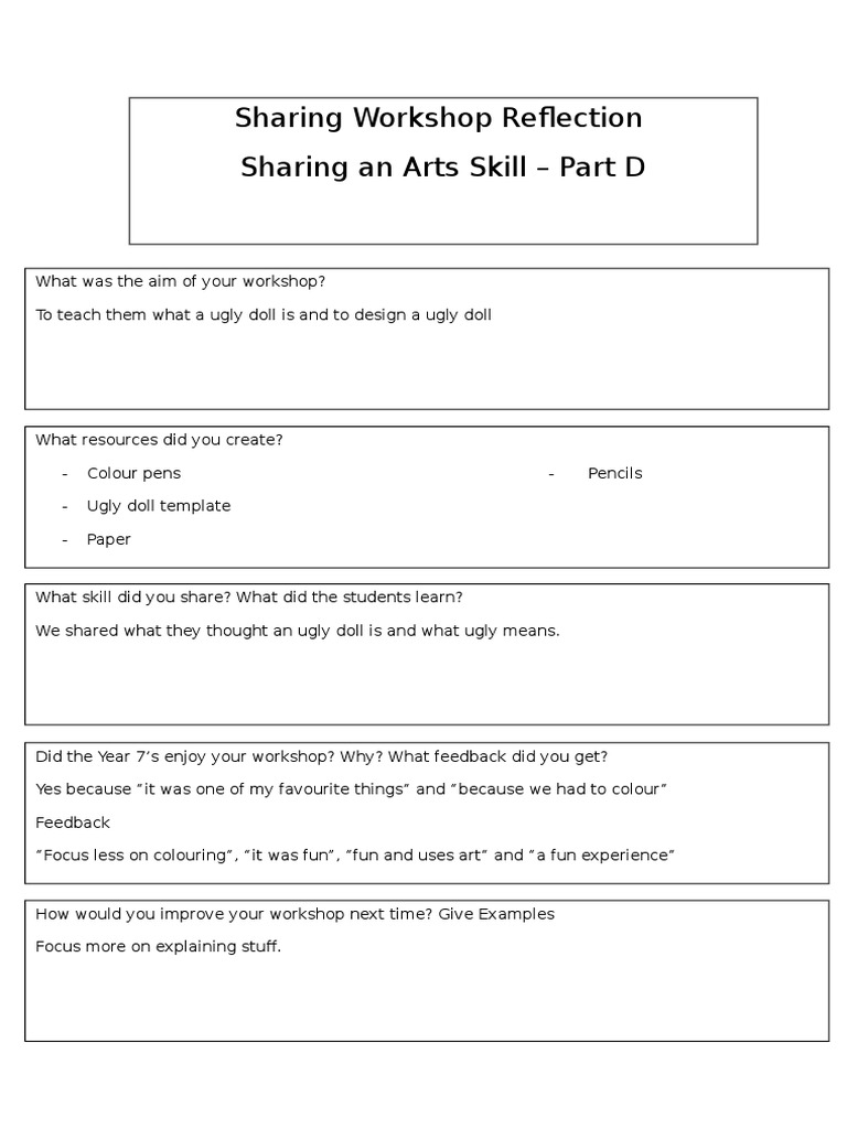 Ugly Doll Workshop Reflection | PDF | Art