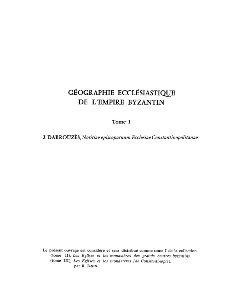 Jean Darrouzes Notitiae Episcopatuum Ecclesiae Constantinopolitanae