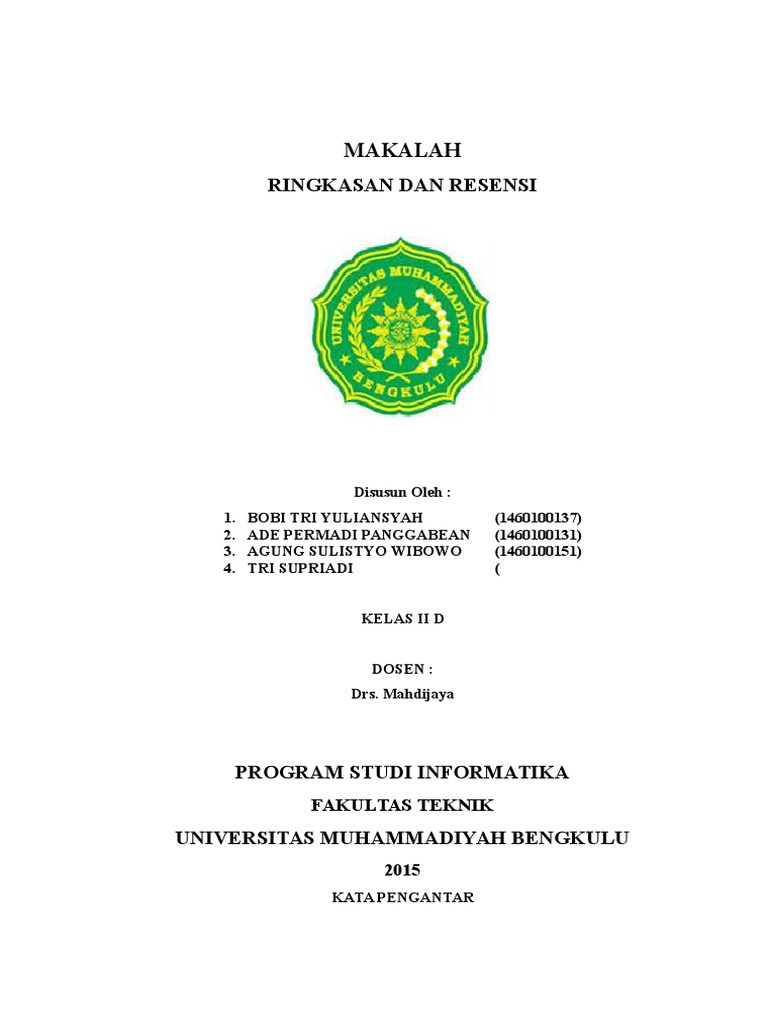Makalah Ringkasan Dan Resensi