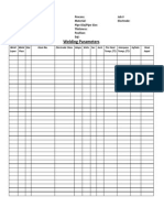 Weld Parameters Data Sheet