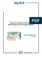 Russia’s Domestic Evolution, What Impact on its Foreign Policy?