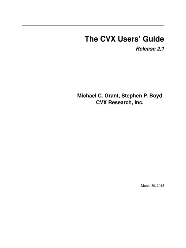 CVX USer Guide | PDF | Linear Programming | Mathematical Optimization