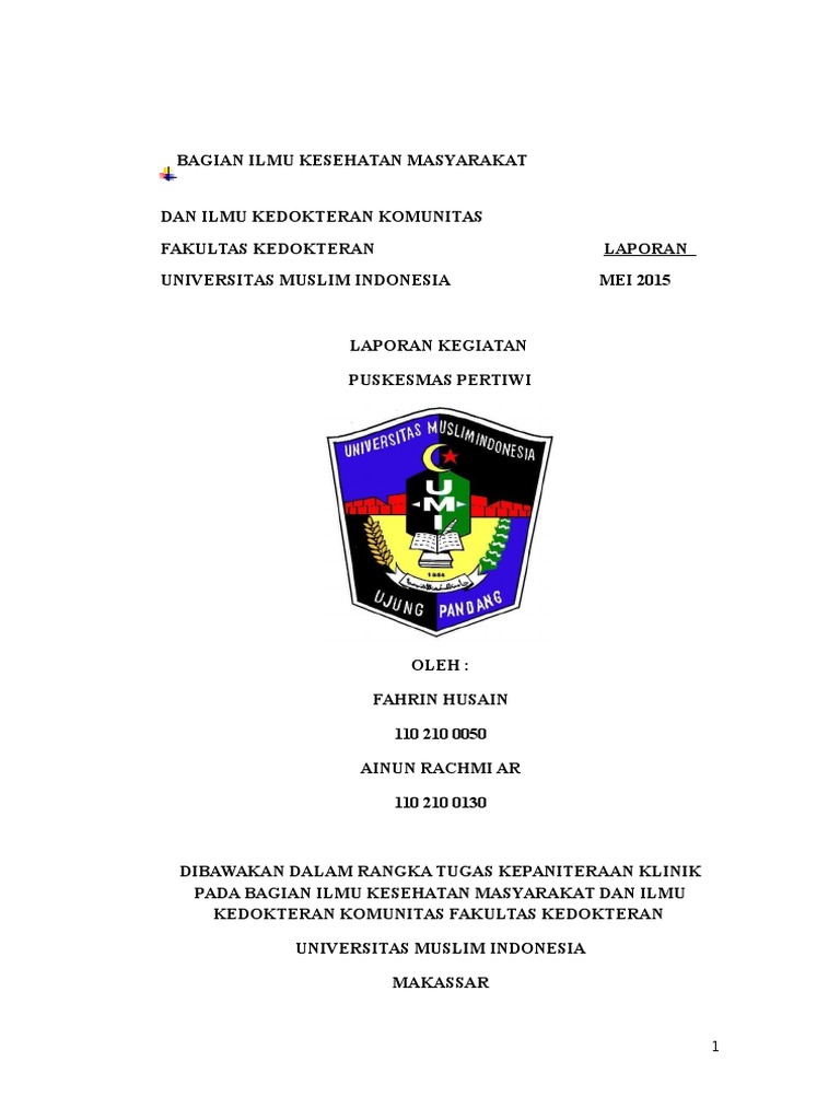 laporan puskesmas pertiwi makassar