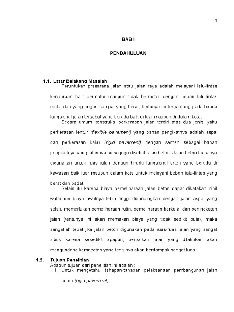 Bab I 4 Pelaksanaan Pembangunan Jalan Beton Rigid Pavement