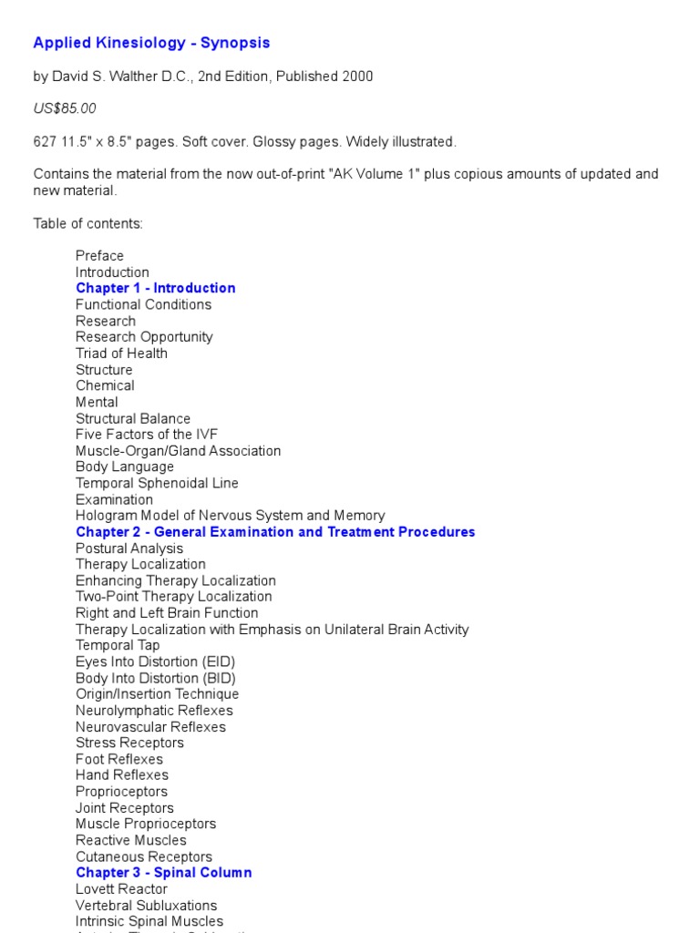 Applied Kinesiology Pdf Vertebral Column Skull