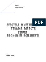 Efectele Investitiilor Straine Directe Asupra Economiei Romanesti