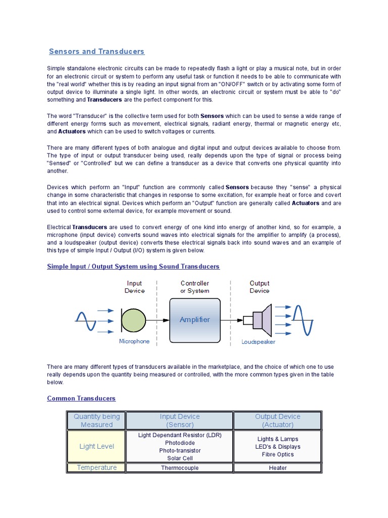 Sensors and Transducers | PDF | Amplifier | Operational Amplifier
