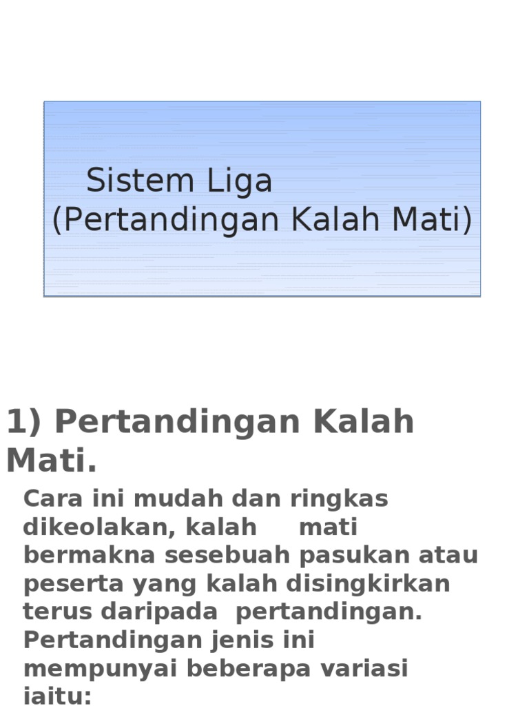 Form 4 Sistem Liga Pertandingan Kalah Mati Pdf
