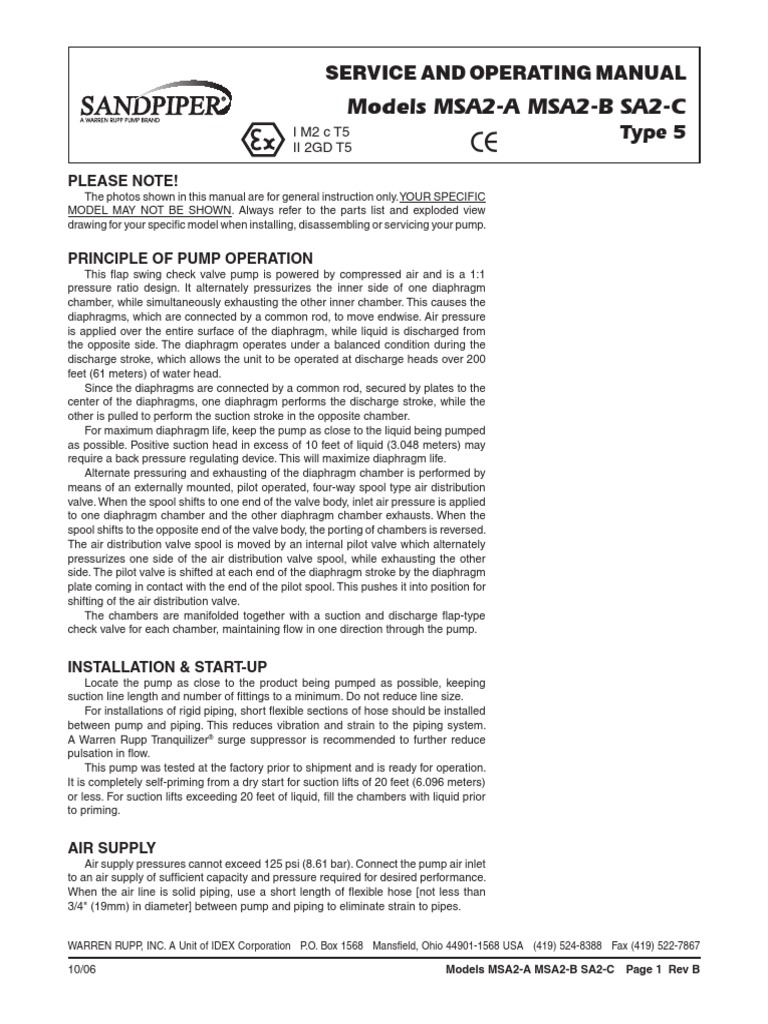 Manual Msa2 Sandpiper Pump Valve