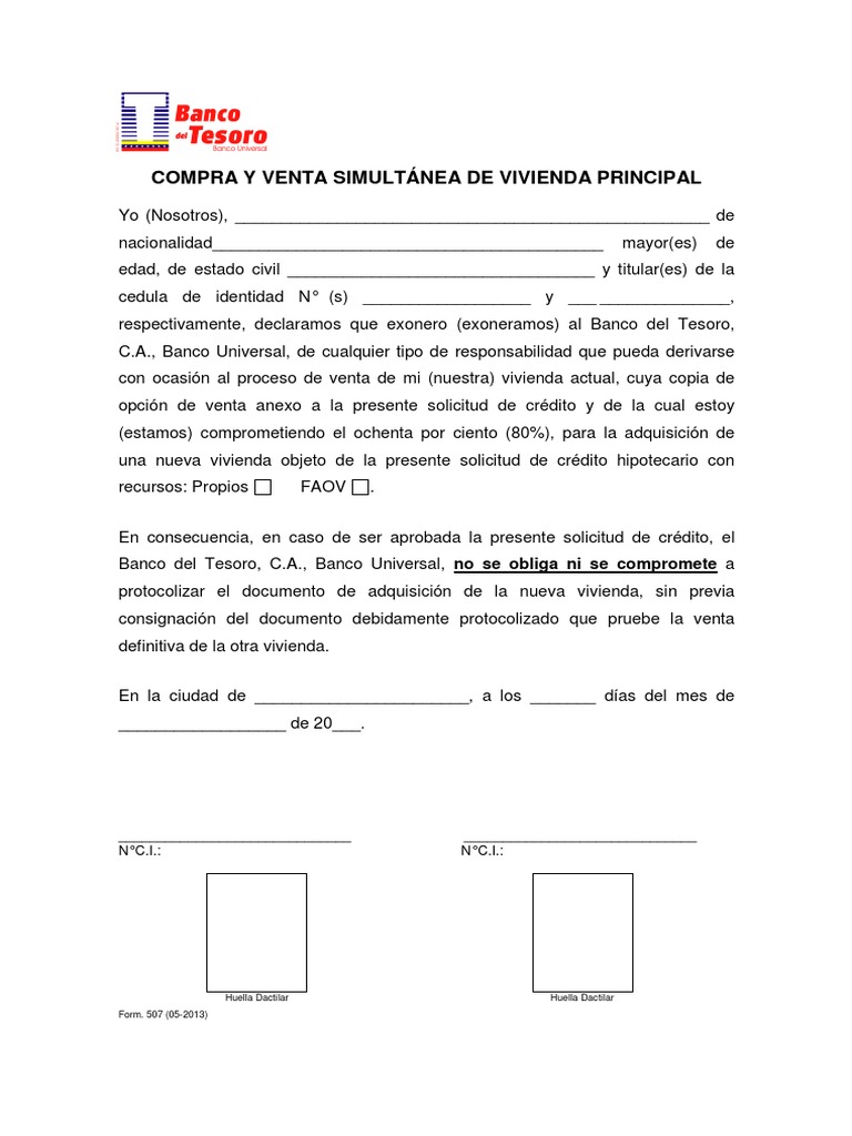 Carta Exencion de Responsabilidad CompVent Tesoro3  Servicio