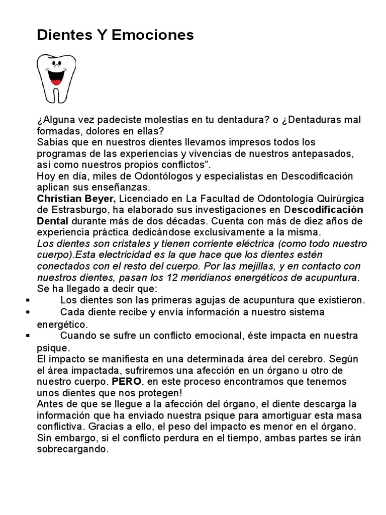 Dientes y su Significado Emocional | PDF | Diente humano | Psique ...