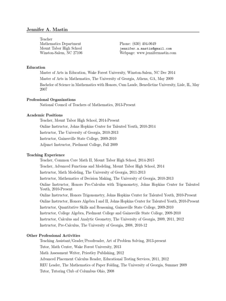 Math Educator's Professional Profile | PDF | Career & Growth