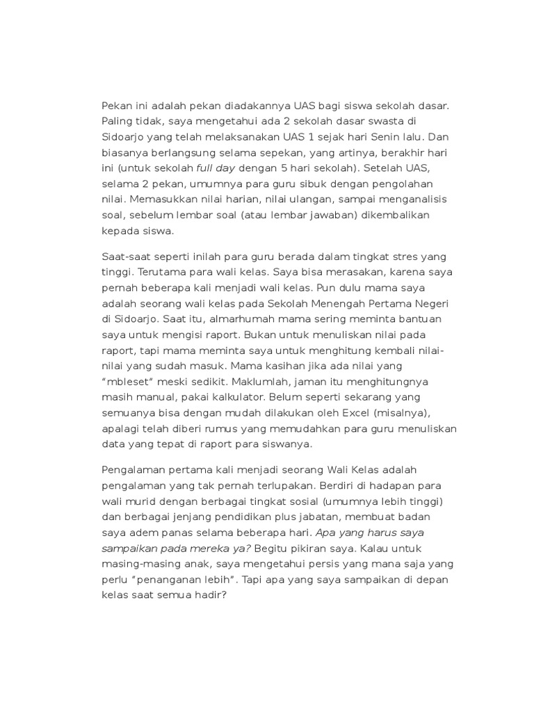 Isi Sambutan Wali Kelas
