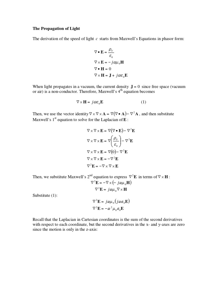 The Propagation of Light | PDF | Equations | Trigonometric Functions