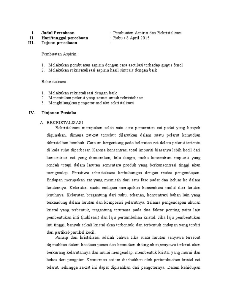 Aspirin Rekristalisasi PDF