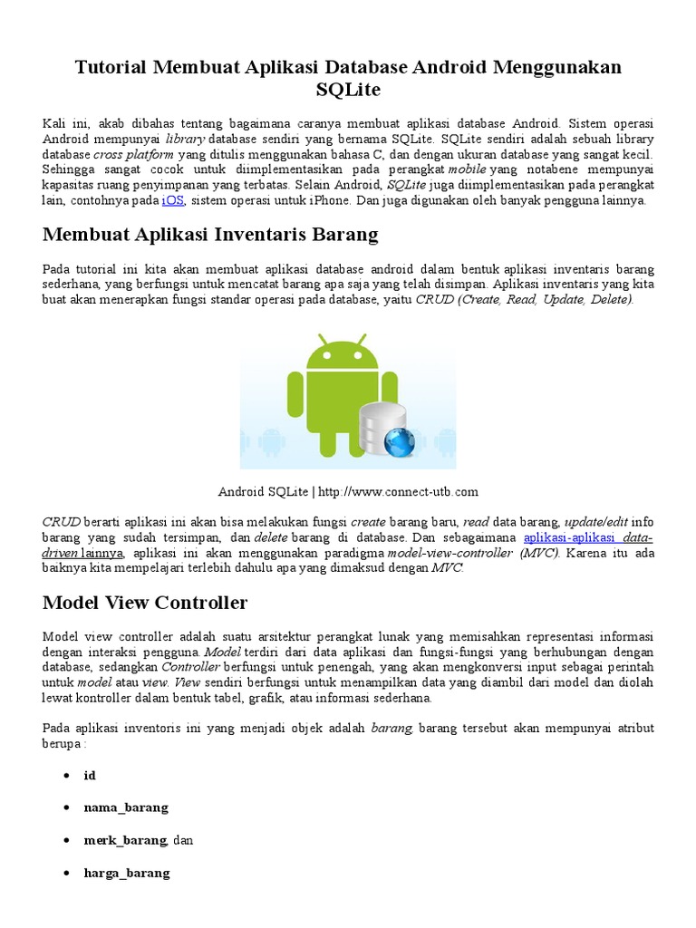 Praktikum CRUD SQlite Android Programming | PDF | Seni | Teknologi ...