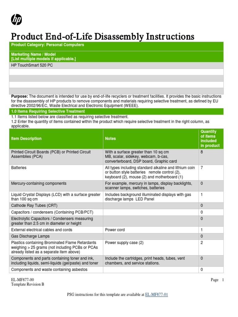 Disassembly Deskto HP TouchSmart 520 PC | Download Free PDF | Personal ...