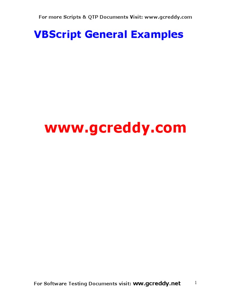 VBScript Examples | PDF | Information Technology Management | Numbers