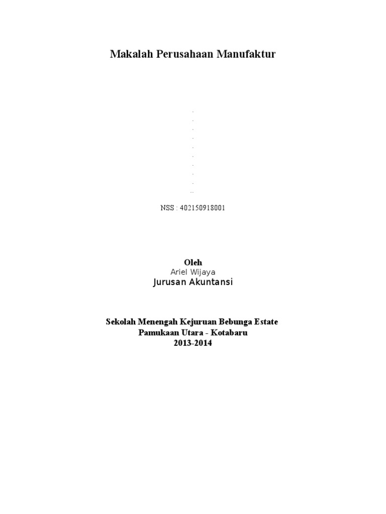 Makalah Perusahaan Manufaktur