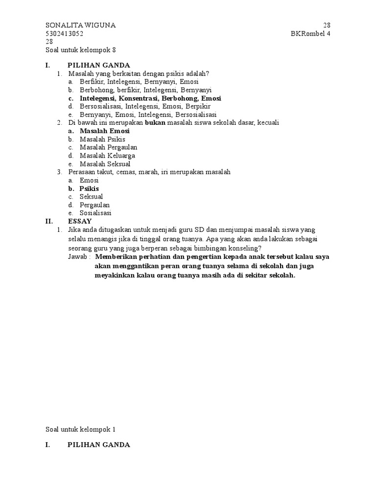 Soal Bimbingan Konseling