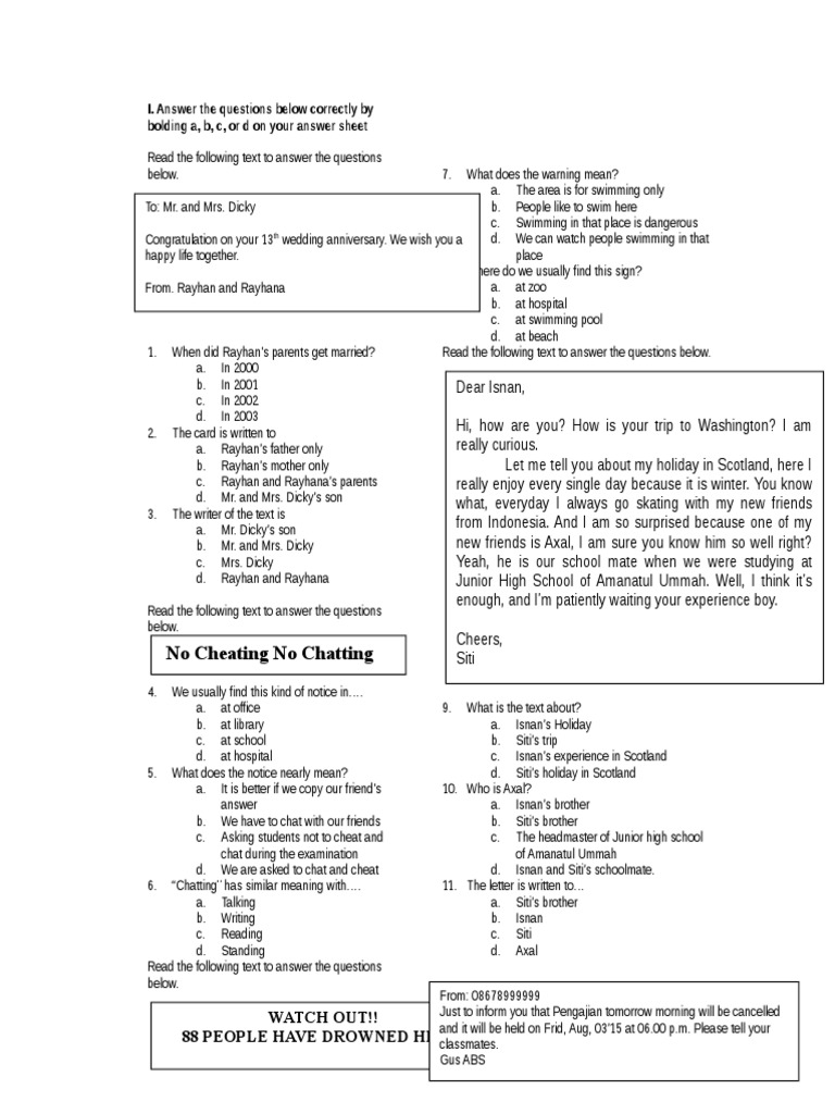 Soal Bahasa Inggris Kelas 8 Semester Genap