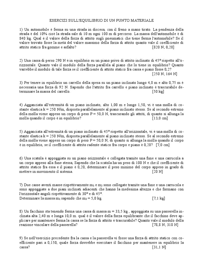 Piano inclinato e attrito