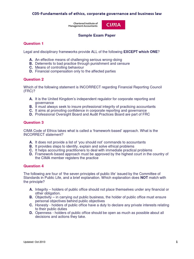Ethics and Governance Exam Questions | PDF