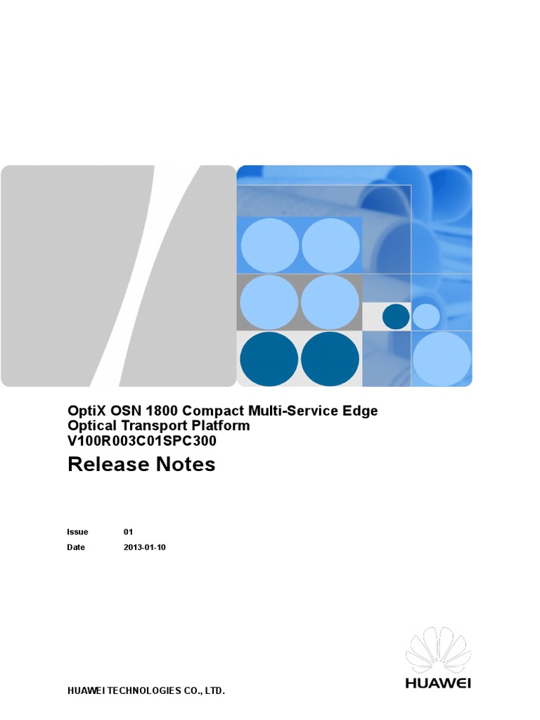 OptiX OSN 1800 V100R003C01SPC300 Release Notes | PDF | Quality Of ...
