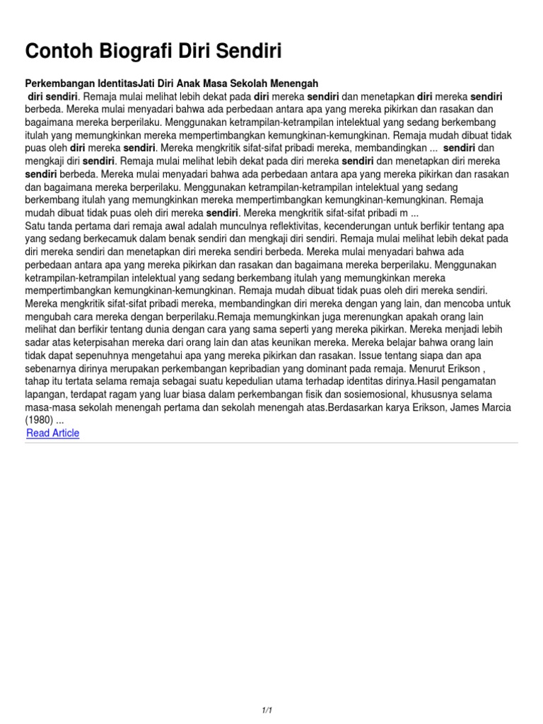 Contoh Biografi Tentang Diri Sendiri