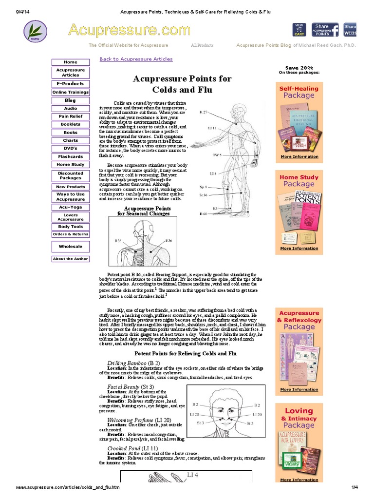 Acupressure Points, Techniques & SelfCare For Relieving Colds & Flu