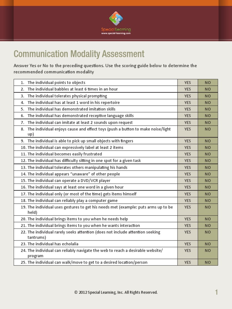 Communication Modality Assessment