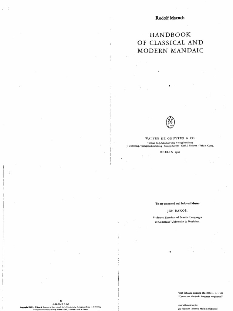 Handbook of Classical and Modern Mandaic | PDF