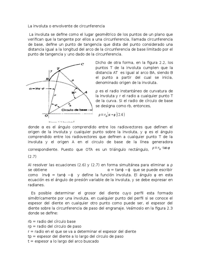 Definición y propiedades de la involuta | PDF | Circulo | Geometría ...