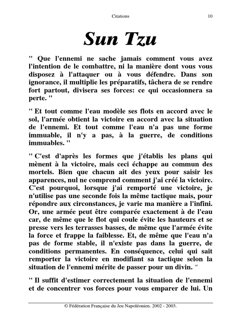 Sun Tzu Citations 10 Militaire Guerre