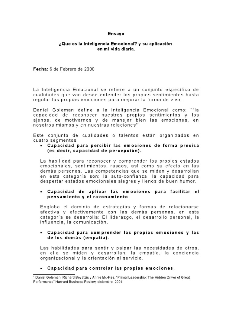 Inteligencia Emocional en la Vida Diaria | PDF | Inteligencia emocional ...