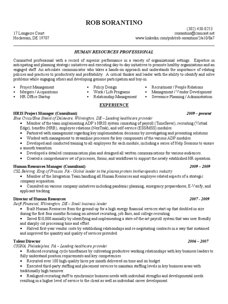 resume-rob-sorantino-1-10-human-resources-mergers-and-acquisitions