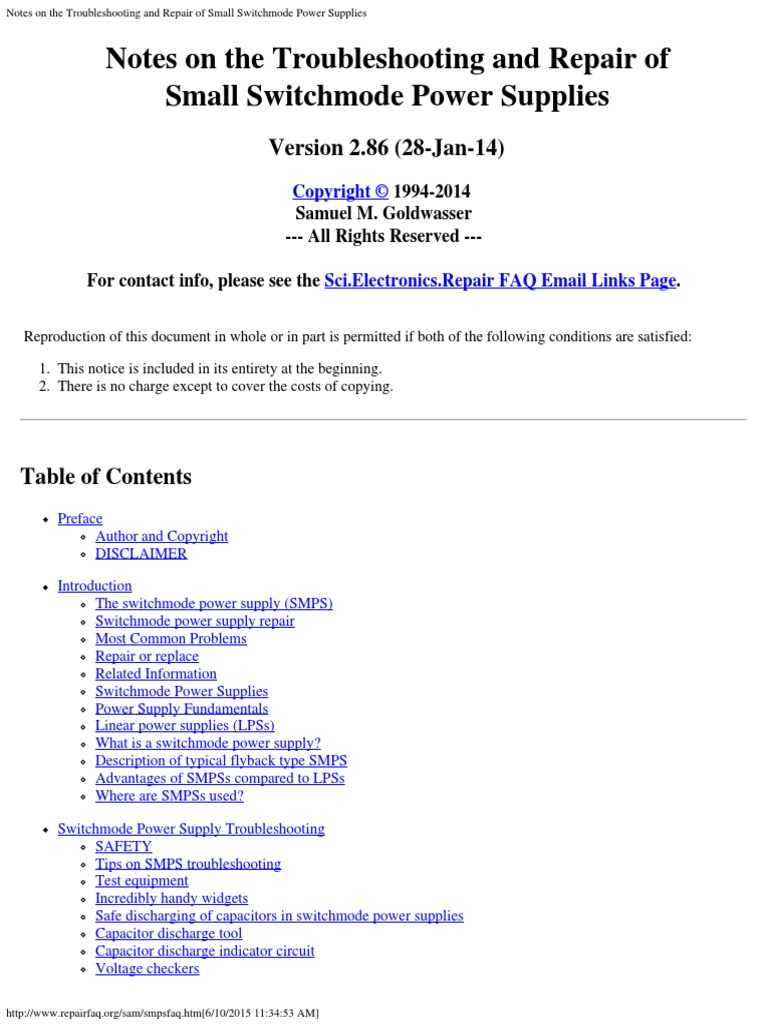 REPAIRING SWITCH MODE POWER SUPPLIES PDF visual data 7