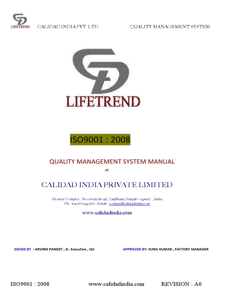 Quality Management System Manual ISO 9001 | PDF | Iso 9000 | Quality ...