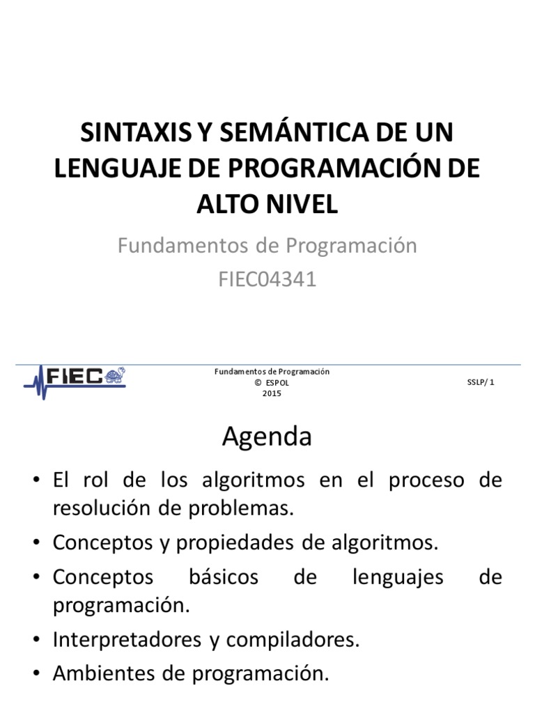 Sintaxis Y Semántica De Un Lenguaje De Programación De Alto Nivel