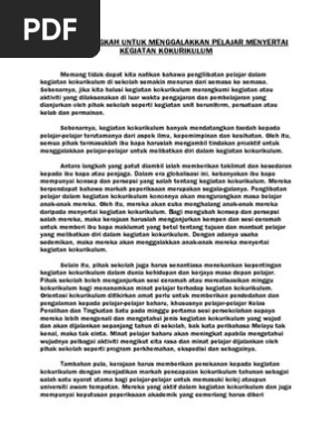 Karangan Langkah Menggalakkan Aktiviti Kokurikulum Pdf