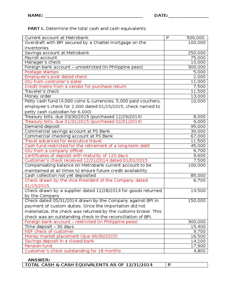 AP Cash and Cash Equivalents Transaction Account Cheque Free 30