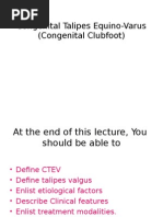 Congenital Talipes Equino-Varus (Congenital Clubfoot) : Prof. Sohail Iqbal Sheikh Hod/Orthopaedics Iimct/Prh