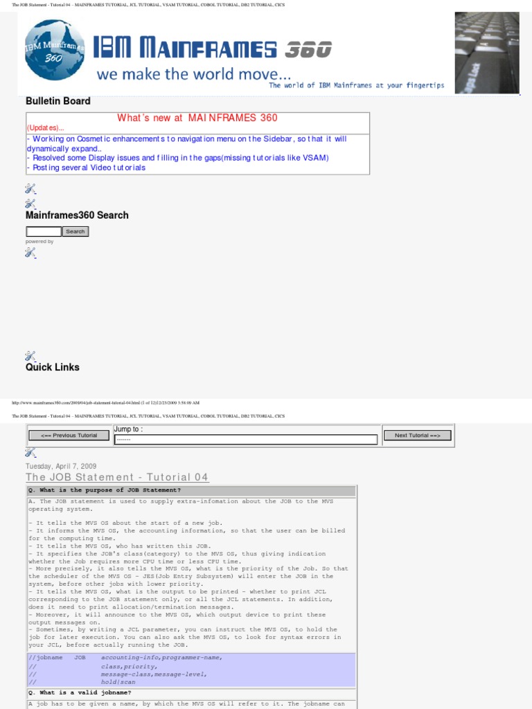 04 - JOB Statement Fundamentals | PDF | Computer Programming | Areas Of ...