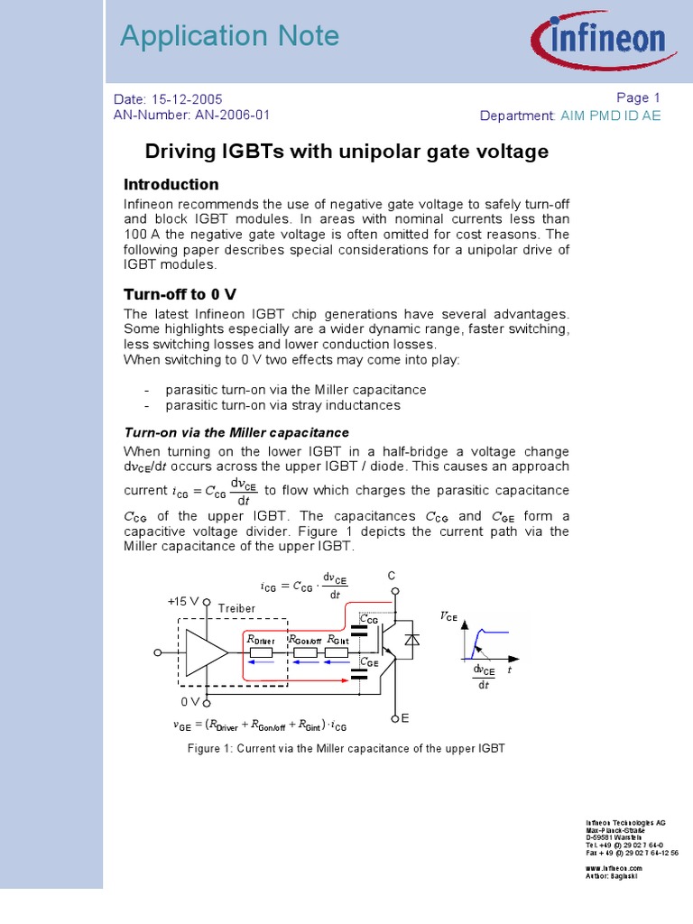 InfineonAN2006 01 Driving IGBTs With Unipolar Gate VoltageAnV1.0En