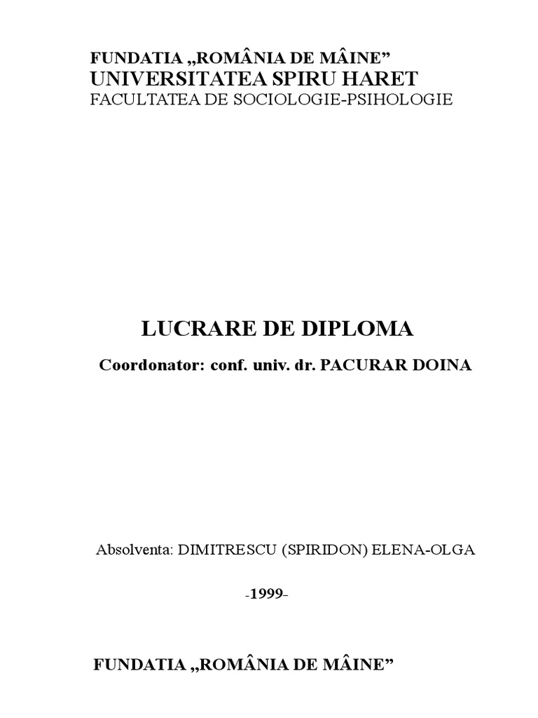 Lucrare De Licenta Psihologie Lucrare licenta psihologie